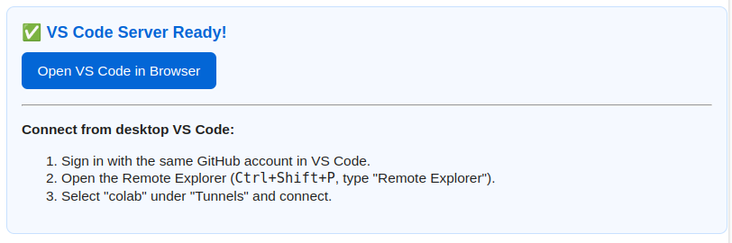 interactive tunnel connection popup in cell output